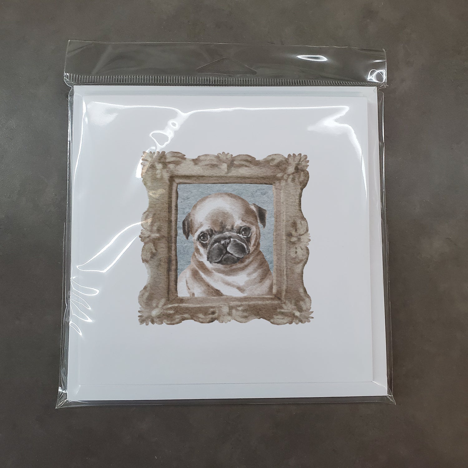 Pug Fawn Puppy Pretty as a Picture Square Greeting Cards and Envelopes Pack of 8 Blank Cards with Envelopes Blank Thank You Note Greeting Cards Stationery