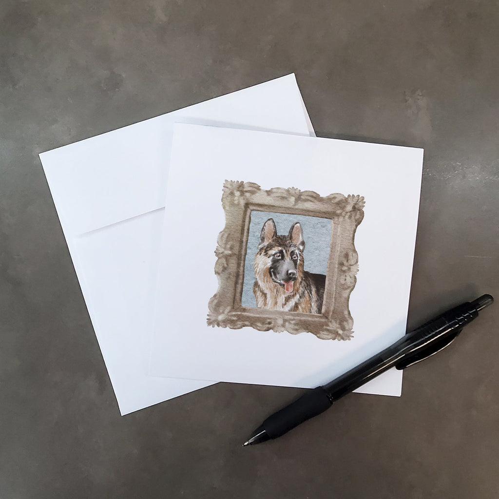 German Shepherd Side View Smile Pretty as a Picture Square Greeting Cards and Envelopes Pack of 8 Blank Cards with Envelopes Blank Thank You Note Greeting Cards Stationery
