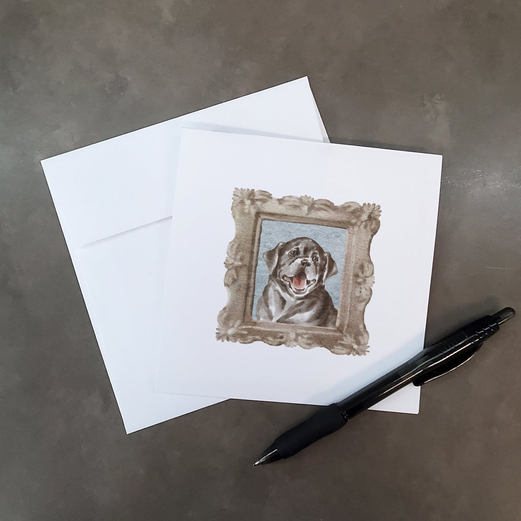 Labrador Retriever Black Puppy Smile Pretty as a Picture Square Greeting Cards and Envelopes Pack of 8 Blank Cards with Envelopes Blank Thank You Note Greeting Cards Stationery