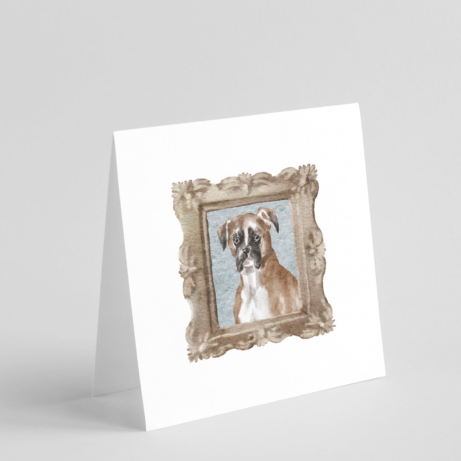 Boxer Fawn Listening Ear Pretty as a Picture Square Greeting Cards and Envelopes Pack of 8 Blank Cards with Envelopes Blank Thank You Note Greeting Cards Stationery