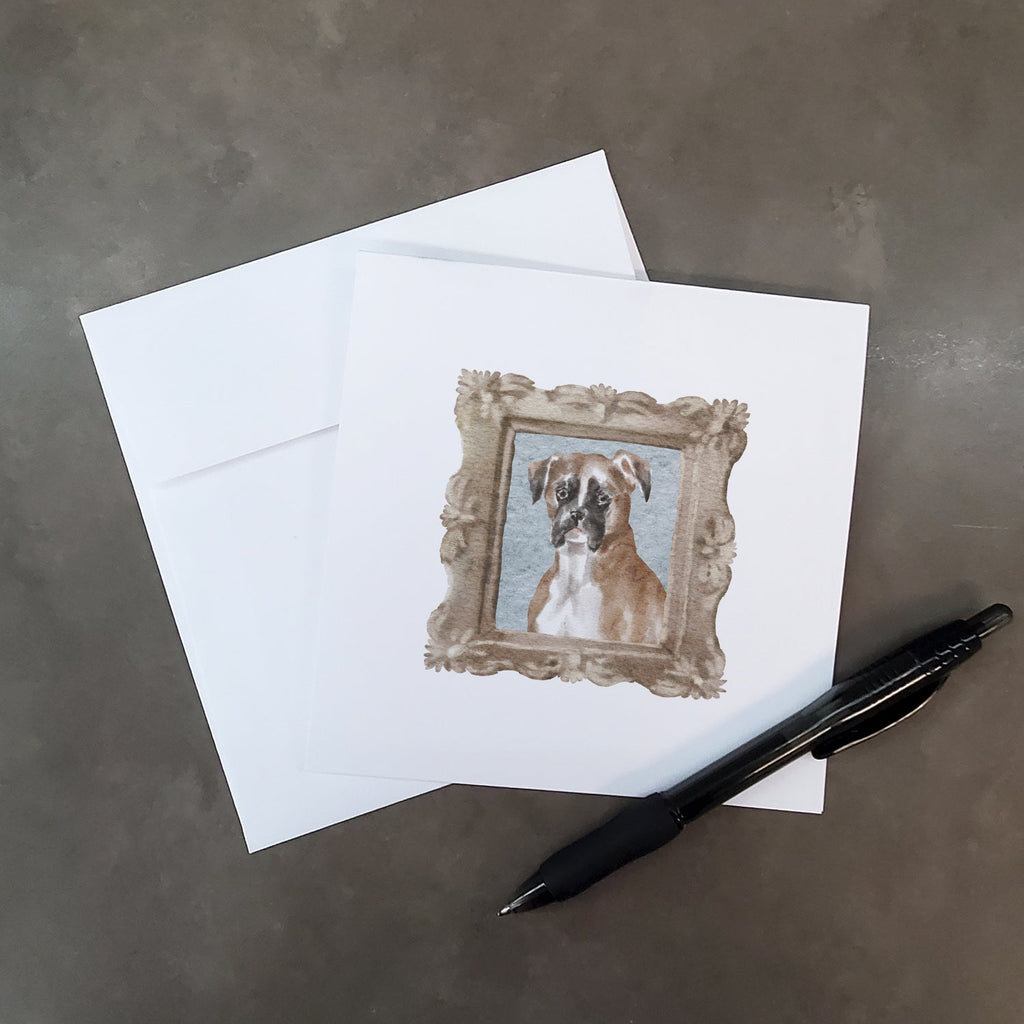Boxer Fawn Listening Ear Pretty as a Picture Square Greeting Cards and Envelopes Pack of 8 Blank Cards with Envelopes Blank Thank You Note Greeting Cards Stationery