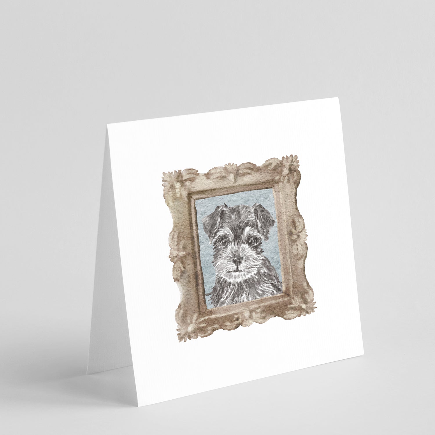 Schnauzer Grey Puppy Pretty as a Picture Square Greeting Cards and Envelopes Pack of 8 Blank Cards with Envelopes Blank Thank You Note Greeting Cards Stationery
