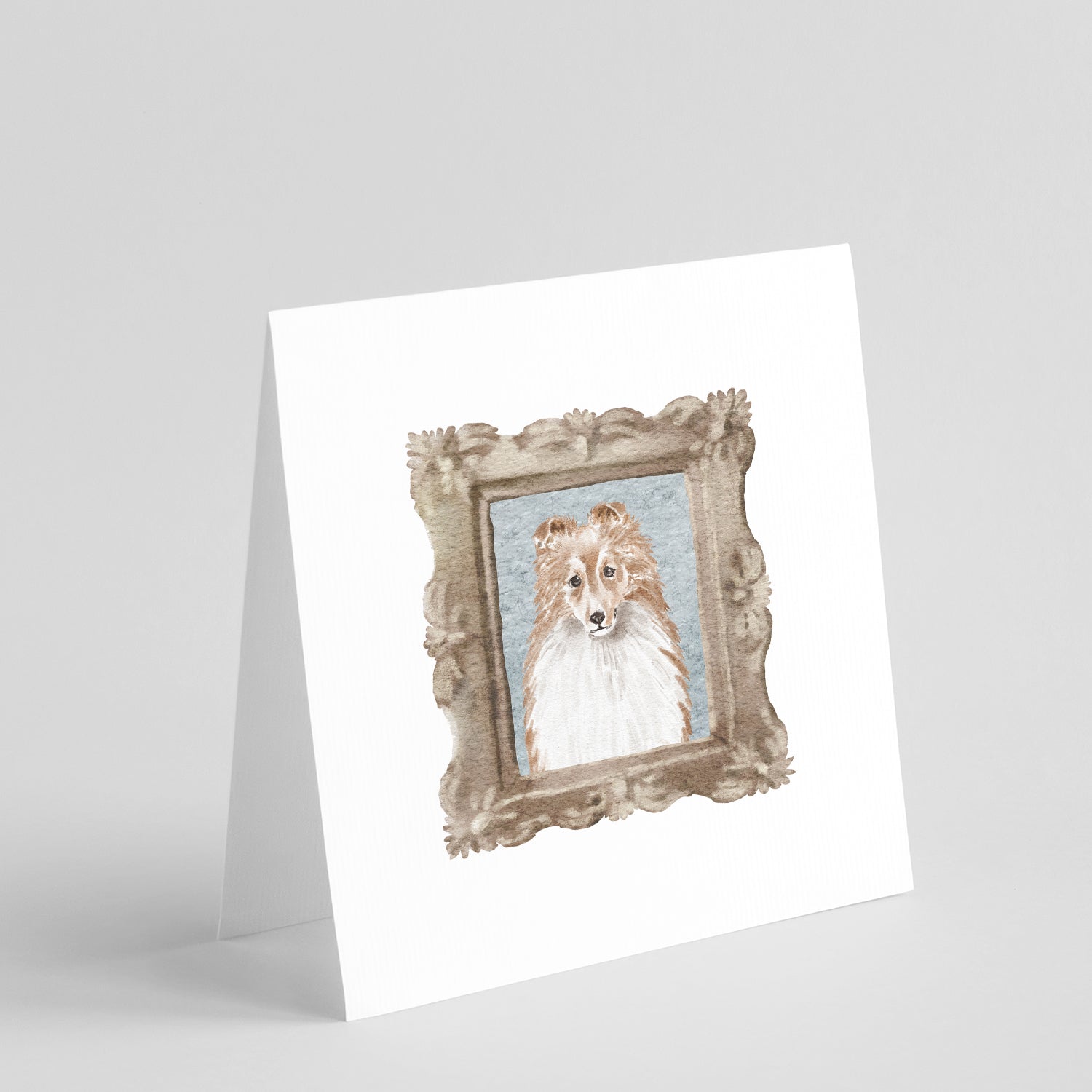 Sheltie Sable Front View Pretty as a Picture Square Greeting Cards and Envelopes Pack of 8 Blank Cards with Envelopes Blank Thank You Note Greeting Cards Stationery