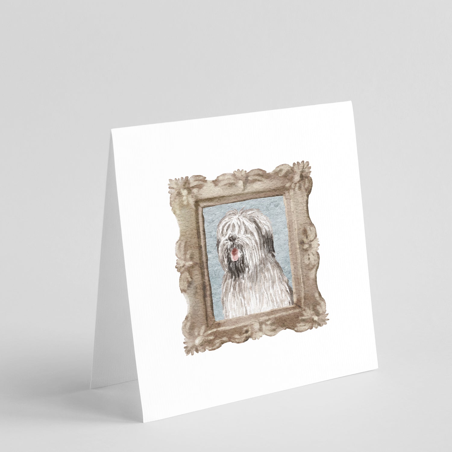 Briard Black and Grey Smile Pretty as a Picture Square Greeting Cards and Envelopes Pack of 8 Blank Cards with Envelopes Blank Thank You Note Greeting Cards Stationery