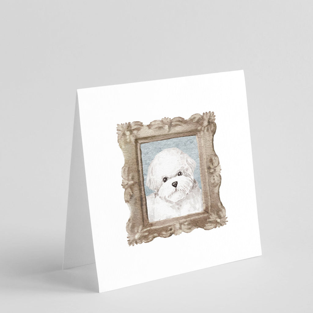 Bichon Frise Front View Pretty as a Picture Square Greeting Cards and Envelopes Pack of 8 Blank Cards with Envelopes Blank Thank You Note Greeting Cards Stationery