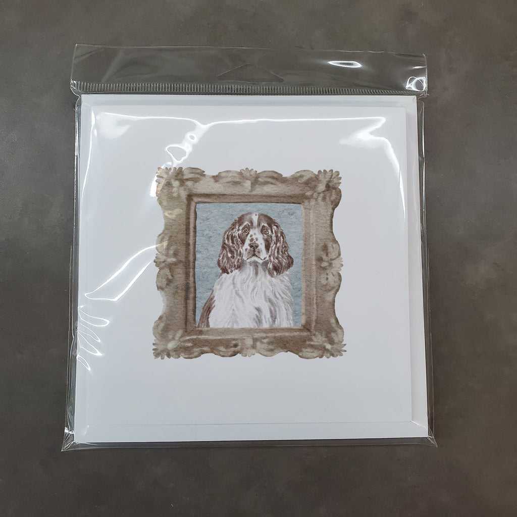 English Springer Spaniel Liver White Front View Pretty as a Picture Square Greeting Cards and Envelopes Pack of 8 Blank Cards with Envelopes Blank Thank You Note Greeting Cards Stationery