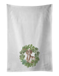 Dachshund Red Christmas Wreath Kitchen Towel Set of 2 White Dish Towels Decorative Bathroom Hand towel for Hand, Face, Hair, Yoga, Tea, Dishcloth, 19 X 28", White