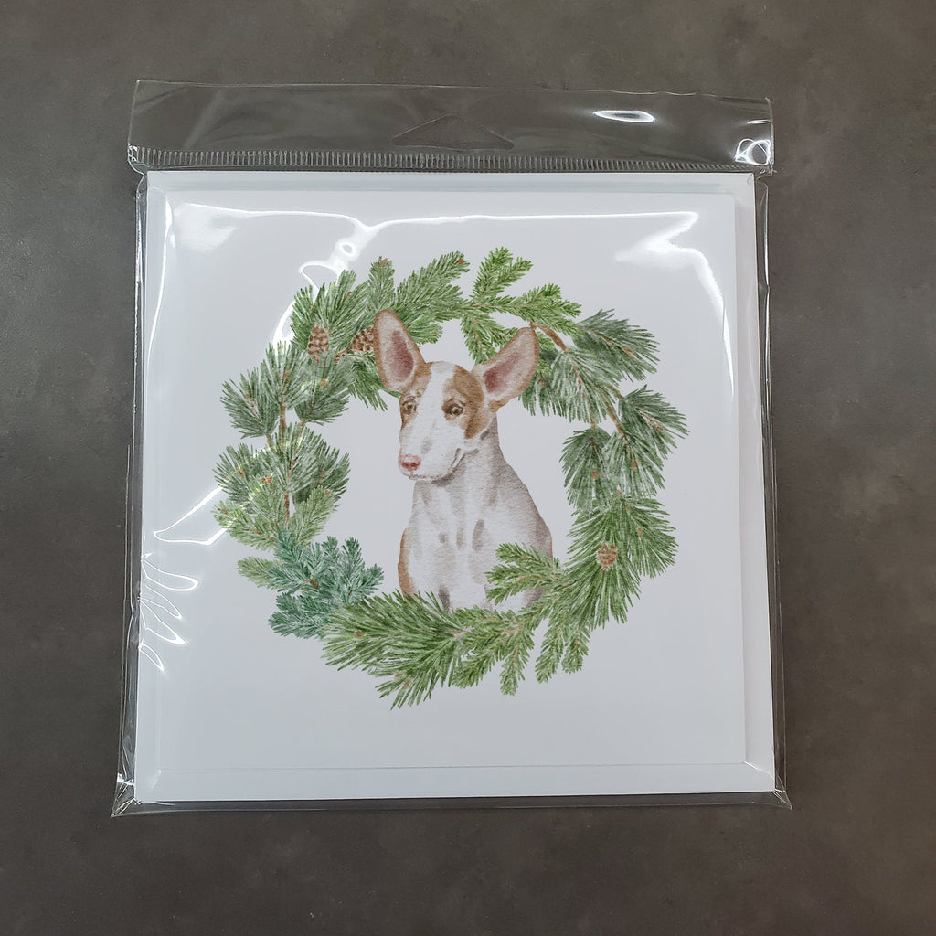 Ibizan Hound Puppy Christmas Wreath Square Greeting Cards and Envelopes Pack of 8 Blank Cards with Envelopes Blank Thank You Note Greeting Cards Stationery