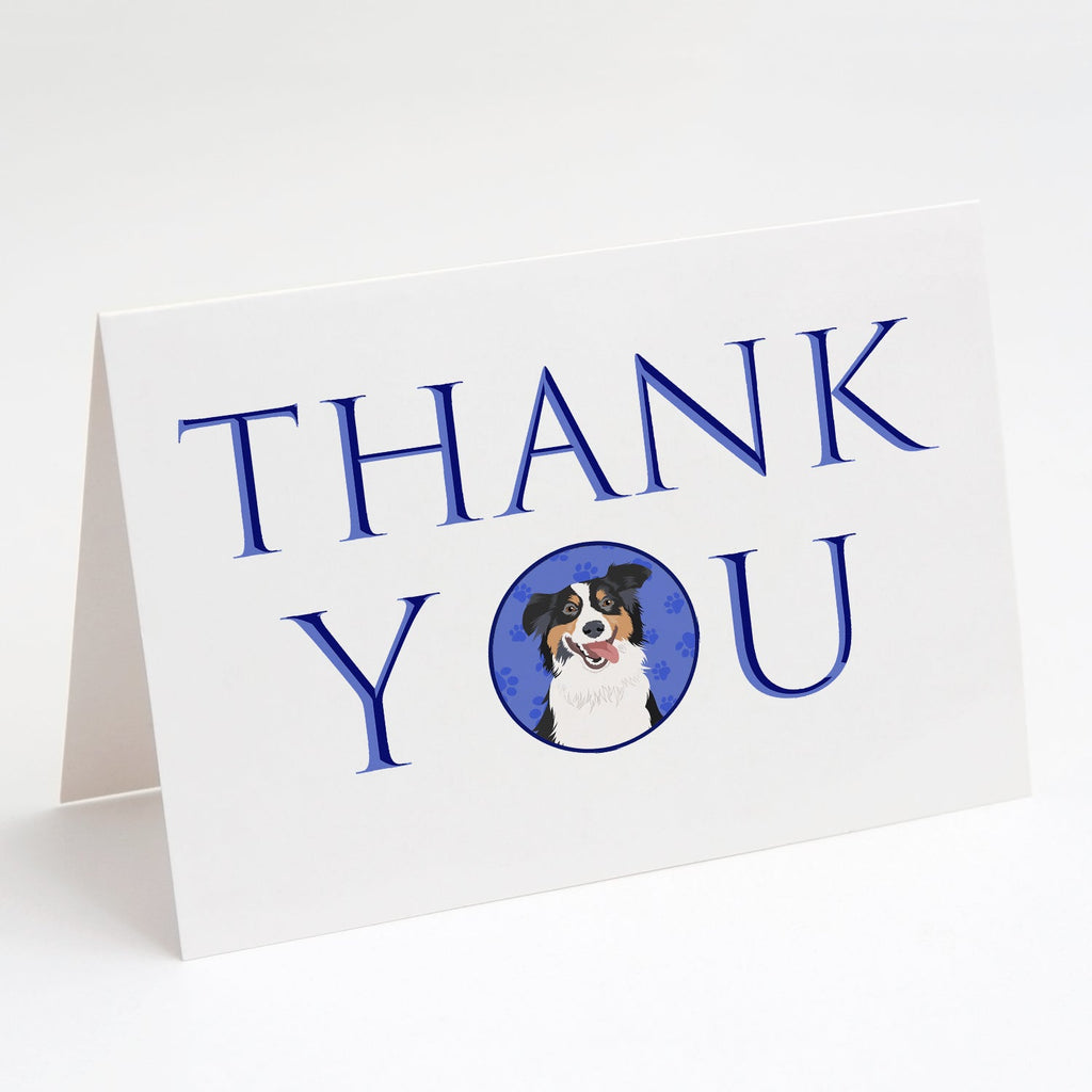 Australian Shepherd Black Tricolor #2 Thank You Greeting Cards Pack of 8 Blank Cards with Envelopes Whimsical A7 Size 5x7