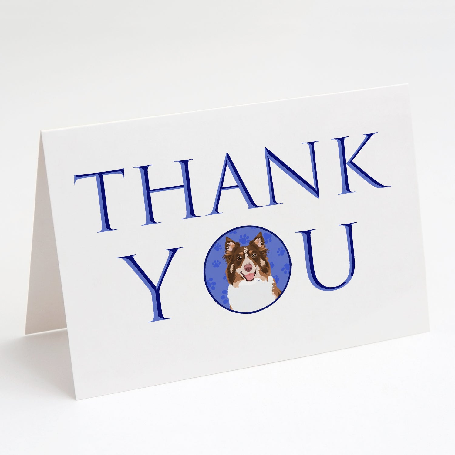 Australian Shepherd Red Tricolor #2 Thank You Greeting Cards Pack of 8 Blank Cards with Envelopes Whimsical A7 Size 5x7