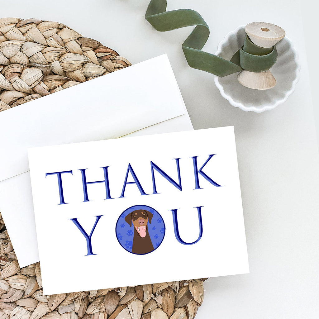 Doberman Pinscher Red and Rust Natural Ears #1 Thank You Greeting Cards Pack of 8 Blank Cards with Envelopes Whimsical A7 Size 5x7