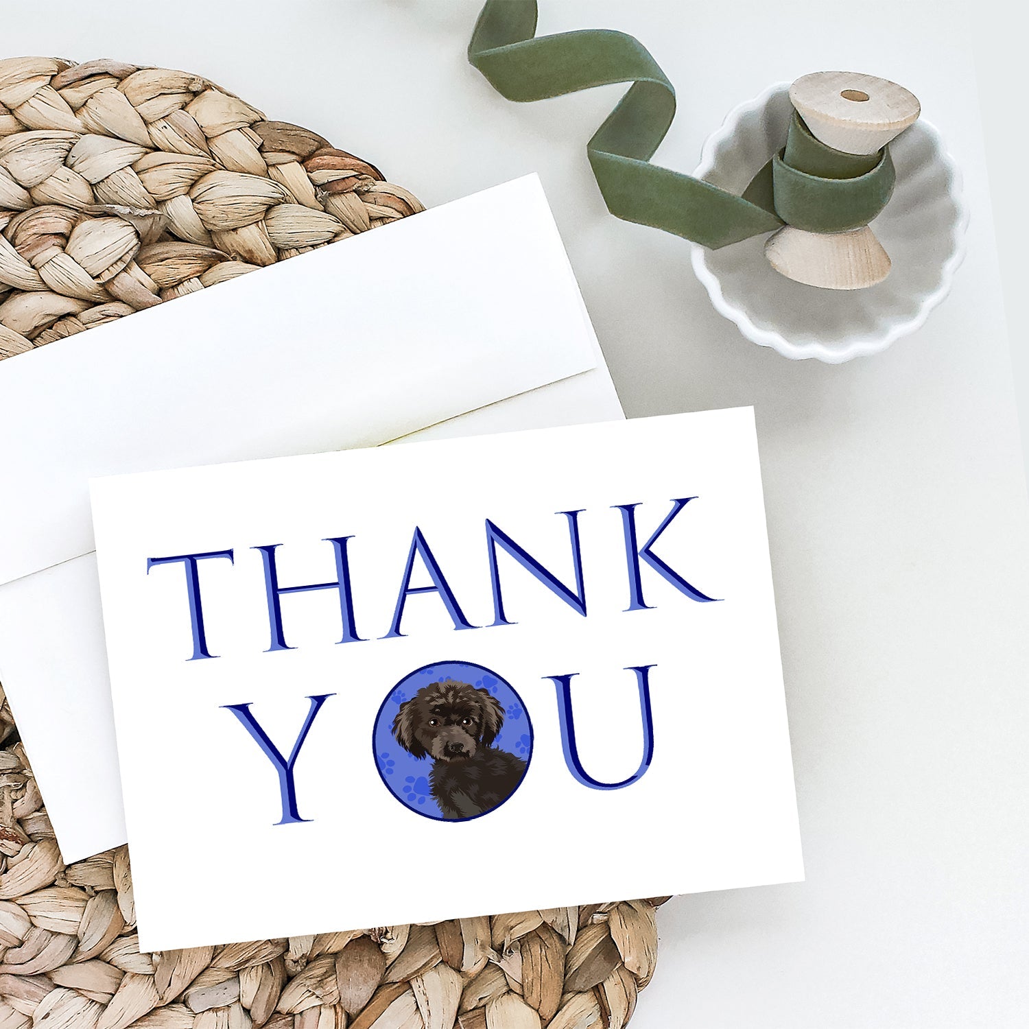 Poodle Toy Brown Thank You Greeting Cards Pack of 8 Blank Cards with Envelopes Whimsical A7 Size 5x7