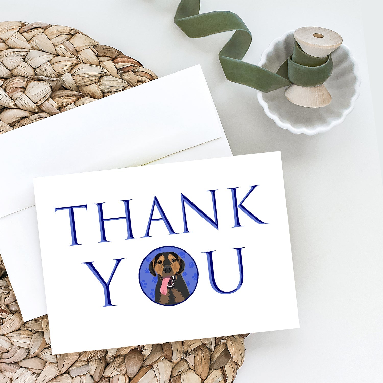 Rottweiler Black and Tan #4 Thank You Greeting Cards Pack of 8 Blank Cards with Envelopes Whimsical A7 Size 5x7