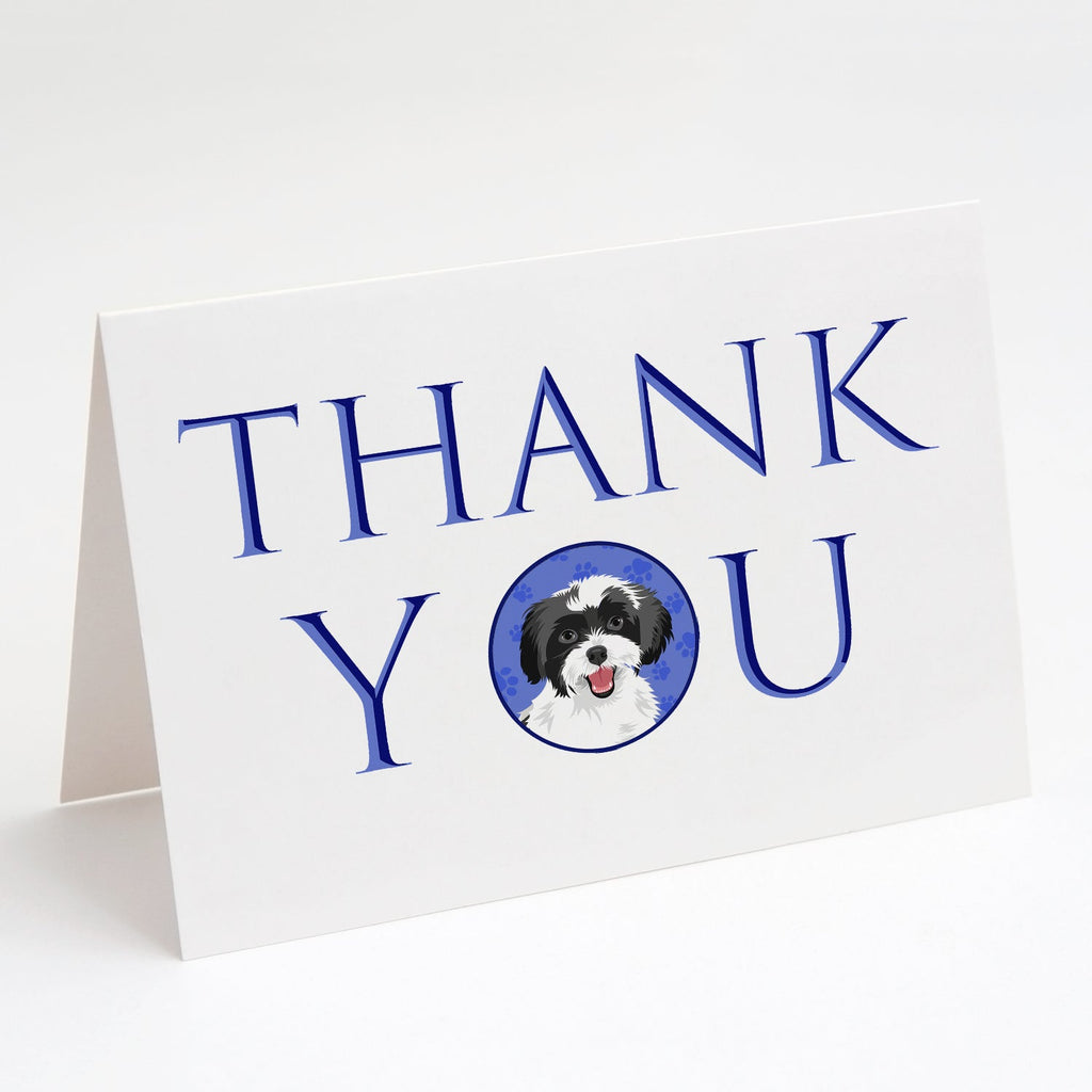 Shih-Tzu Black and White #3 Thank You Greeting Cards Pack of 8 Blank Cards with Envelopes Whimsical A7 Size 5x7