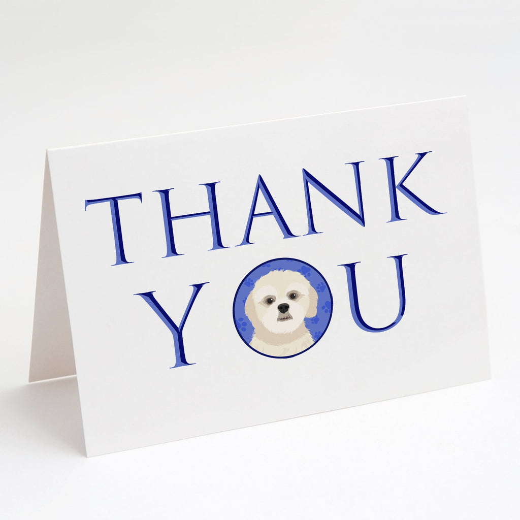 Shih-Tzu Gold #3 Thank You Greeting Cards Pack of 8 Blank Cards with Envelopes Whimsical A7 Size 5x7