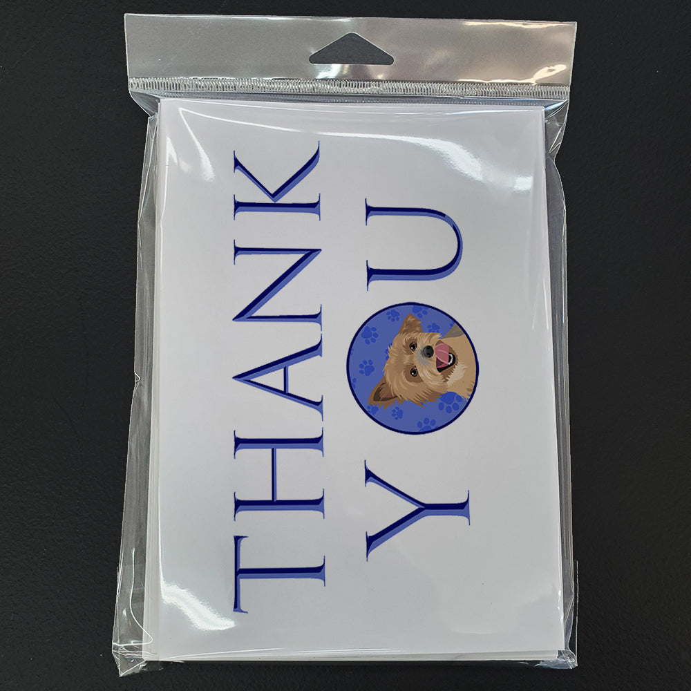 Yorkie Blue and Gold Thank You Greeting Cards Pack of 8 Blank Cards with Envelopes Whimsical A7 Size 5x7