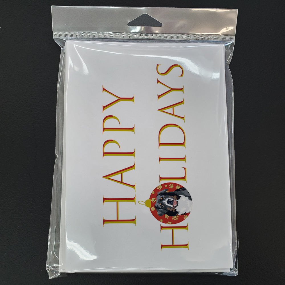 Australian Shepherd Black Tricolor #1  Happy Holidays Greeting Cards Pack of 8 Blank Cards with Envelopes Whimsical A7 Size 5x7