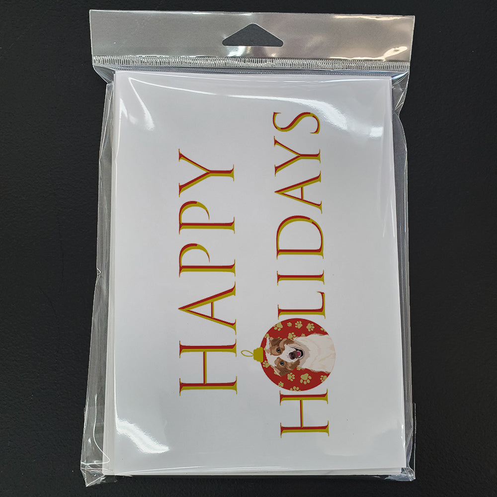 Australian Shepherd Red and White #1 Happy Holidays Greeting Cards Pack of 8 Blank Cards with Envelopes Whimsical A7 Size 5x7