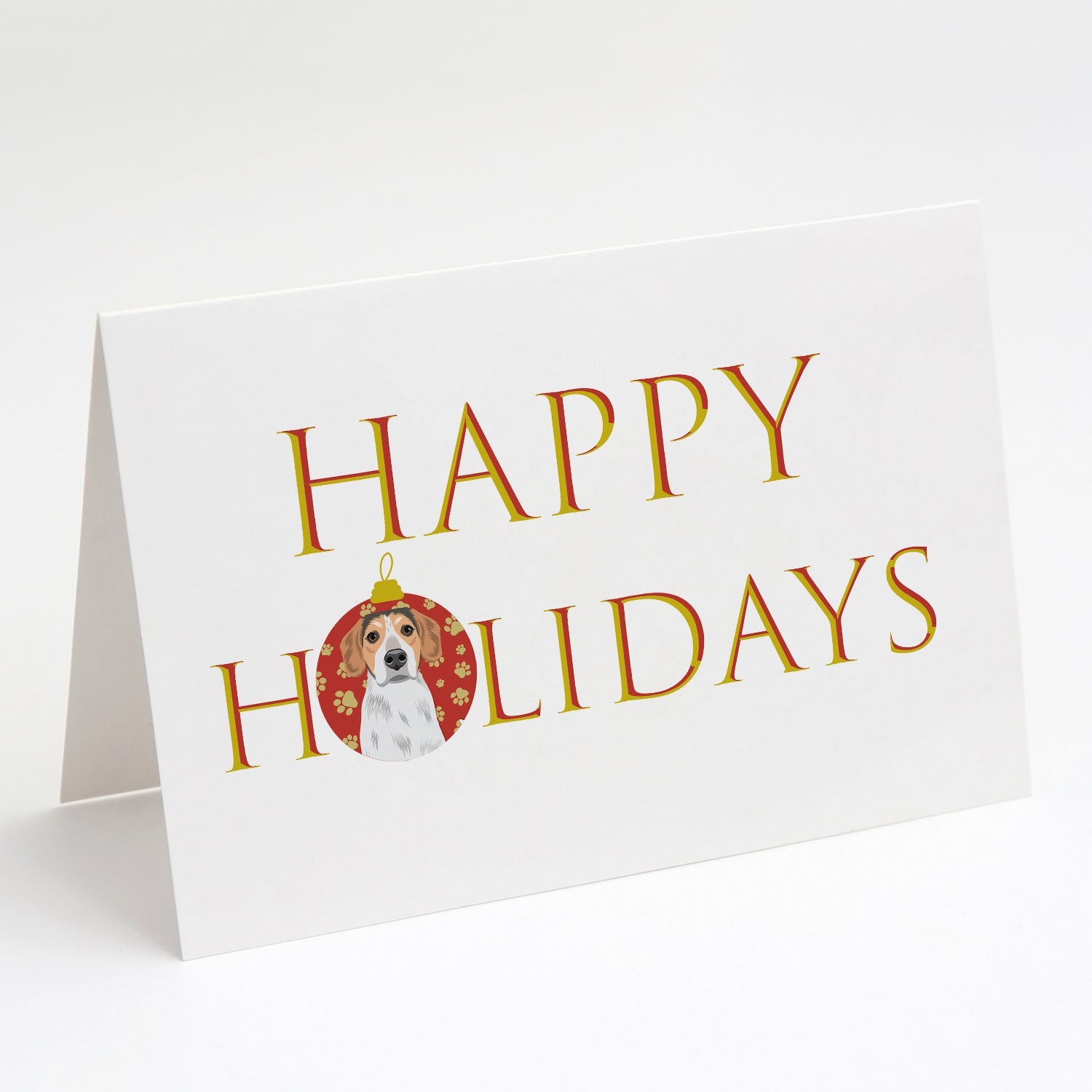 Beagle Tricolor #2 Happy Holidays Greeting Cards Pack of 8 Blank Cards with Envelopes Whimsical A7 Size 5x7