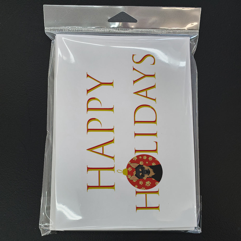 Chihuahua Black and Tan #1 Happy Holidays Greeting Cards Pack of 8 Blank Cards with Envelopes Whimsical A7 Size 5x7