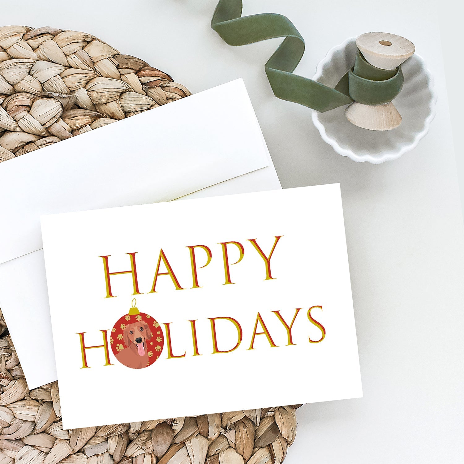 Chihuahua Red #1 Happy Holidays Greeting Cards Pack of 8 Blank Cards with Envelopes Whimsical A7 Size 5x7