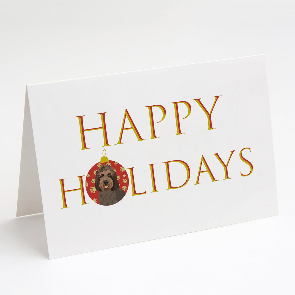 Doodle Tricolor #3 Happy Holidays Greeting Cards Pack of 8 Blank Cards with Envelopes Whimsical A7 Size 5x7