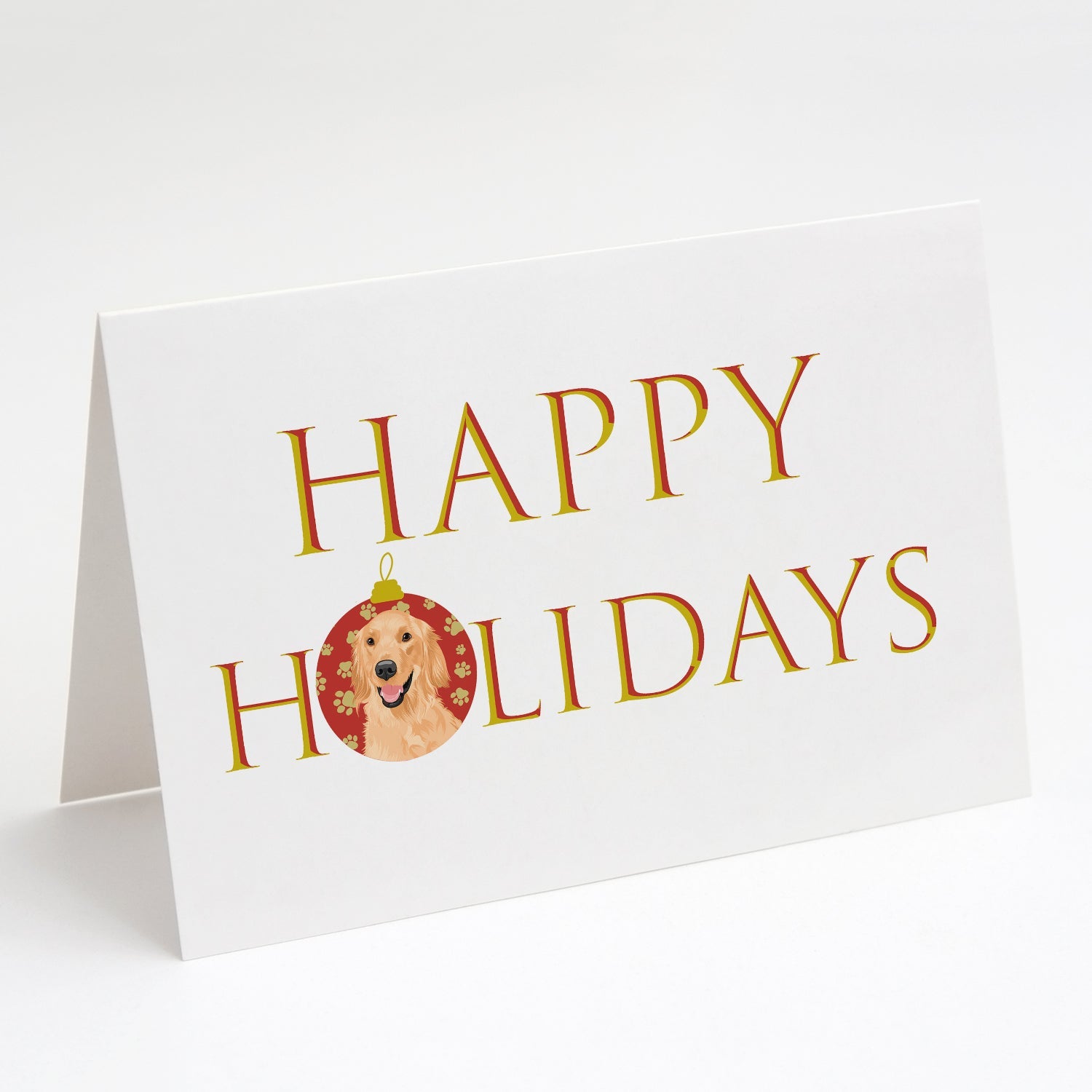Golden Retriever Gold #1 Happy Holidays Greeting Cards Pack of 8 Blank Cards with Envelopes Whimsical A7 Size 5x7