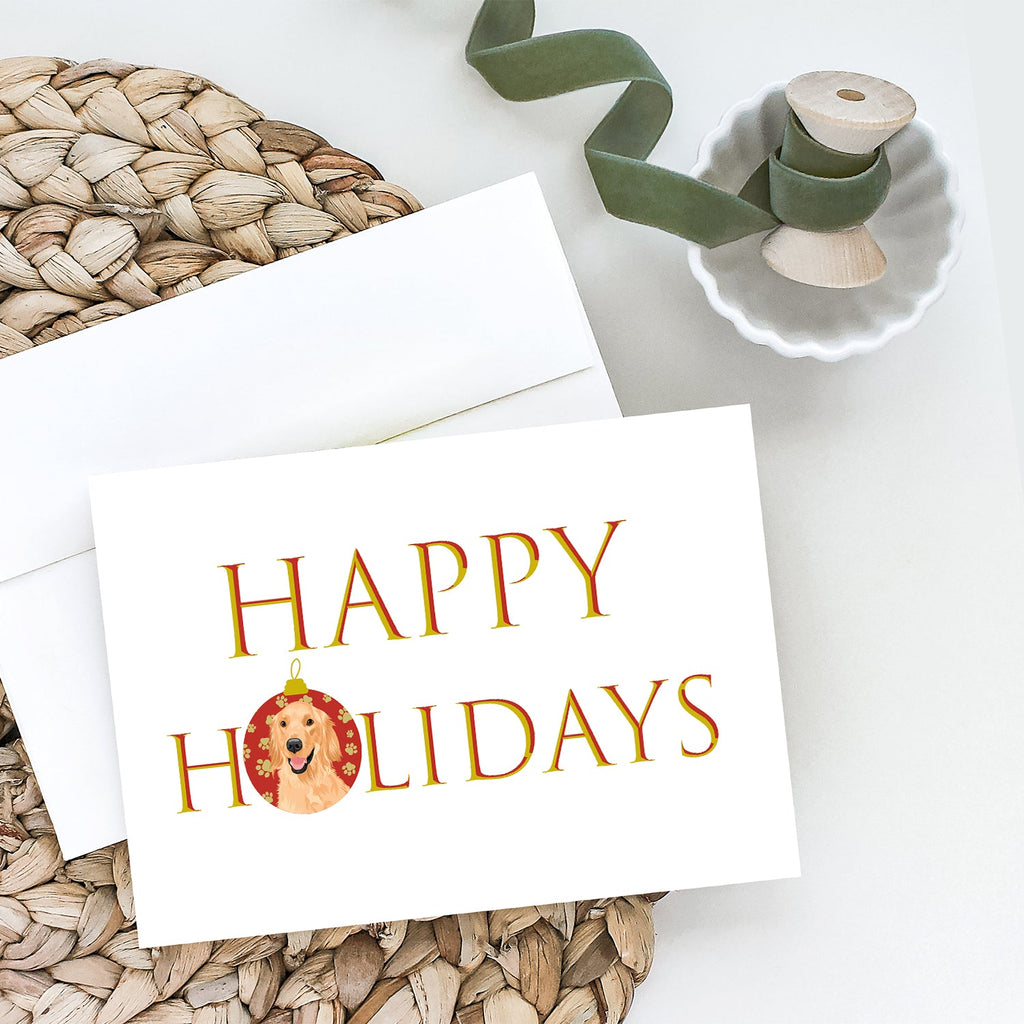 Golden Retriever Gold #1 Happy Holidays Greeting Cards Pack of 8 Blank Cards with Envelopes Whimsical A7 Size 5x7