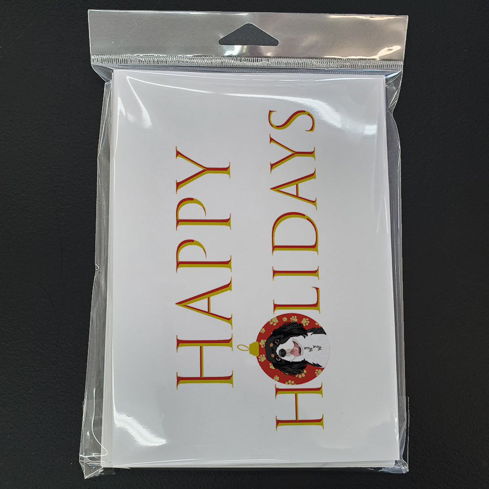 Cavalier King Charles Spaniel Tricolor #2 Happy Holidays Greeting Cards Pack of 8 Blank Cards with Envelopes Whimsical A7 Size 5x7