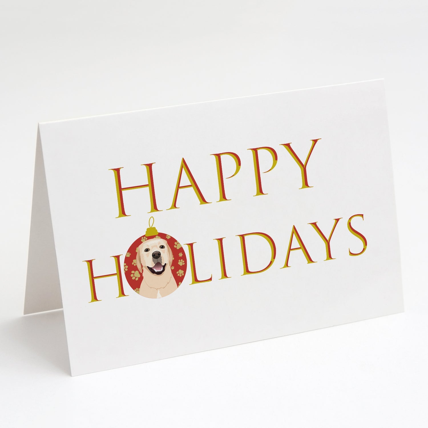Labrador Retriever Yellow #2 Happy Holidays Greeting Cards Pack of 8 Blank Cards with Envelopes Whimsical A7 Size 5x7