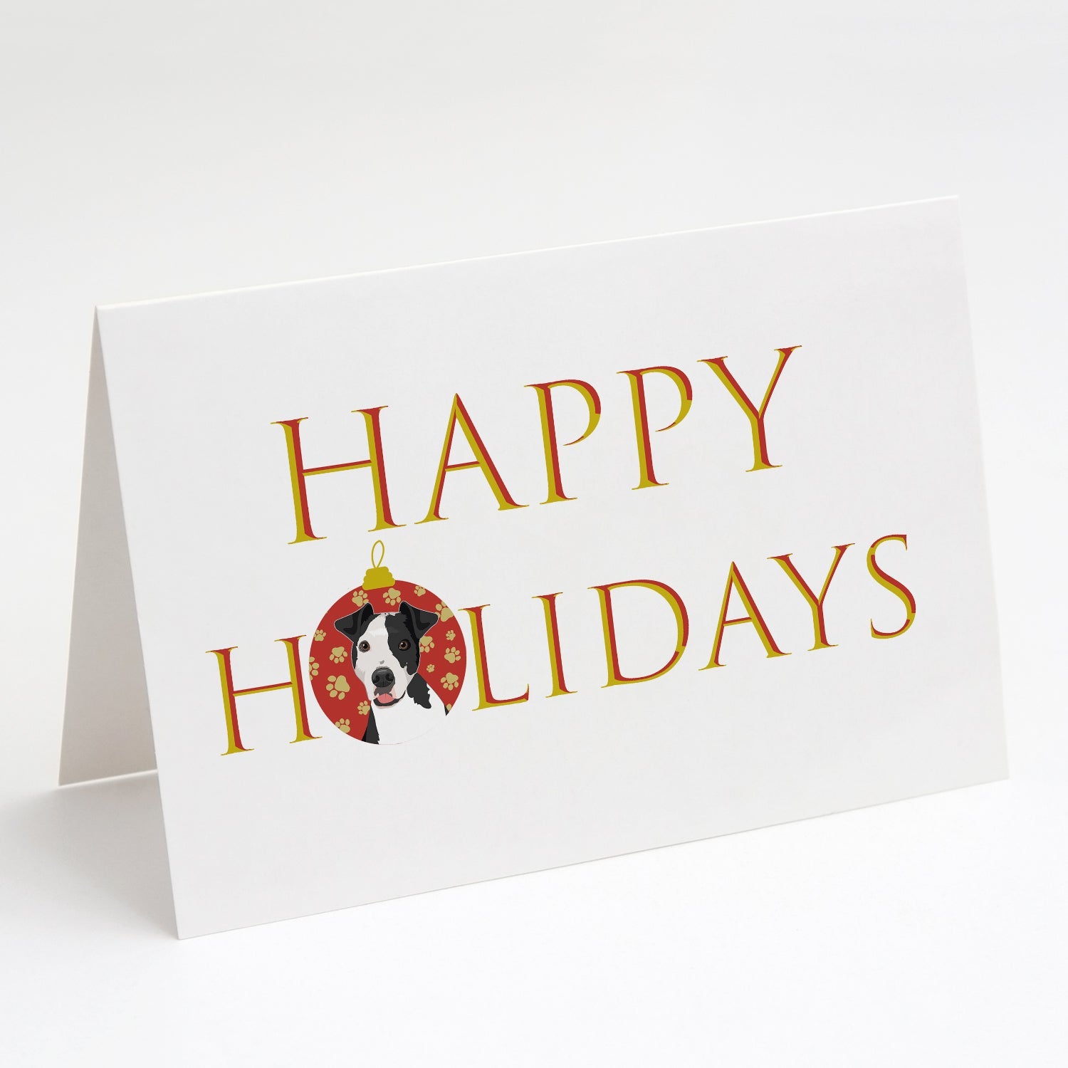 Pit Bull Black #2 Happy Holidays Greeting Cards Pack of 8 Blank Cards with Envelopes Whimsical A7 Size 5x7