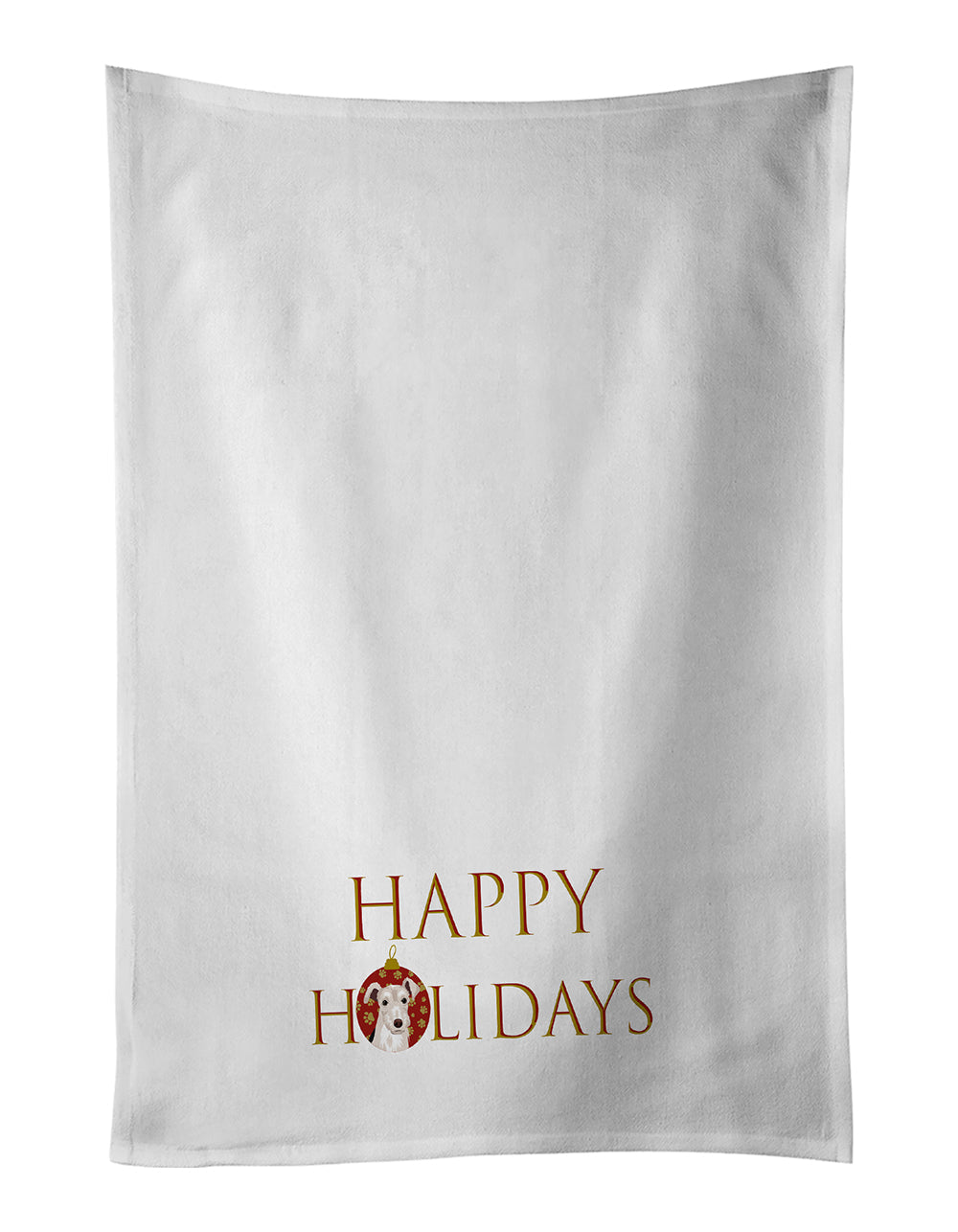 Schnauzer Parti Happy Holidays Kitchen Towel Set of 2 White Dish Towels Decorative Bathroom Hand towel for Hand, Face, Hair, Yoga, Tea, Dishcloth, 19 X 28", White