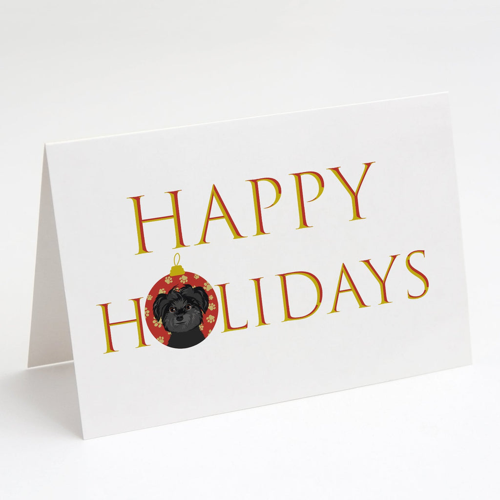 Shih-Tzu Black Happy Holidays Greeting Cards Pack of 8 Blank Cards with Envelopes Whimsical A7 Size 5x7