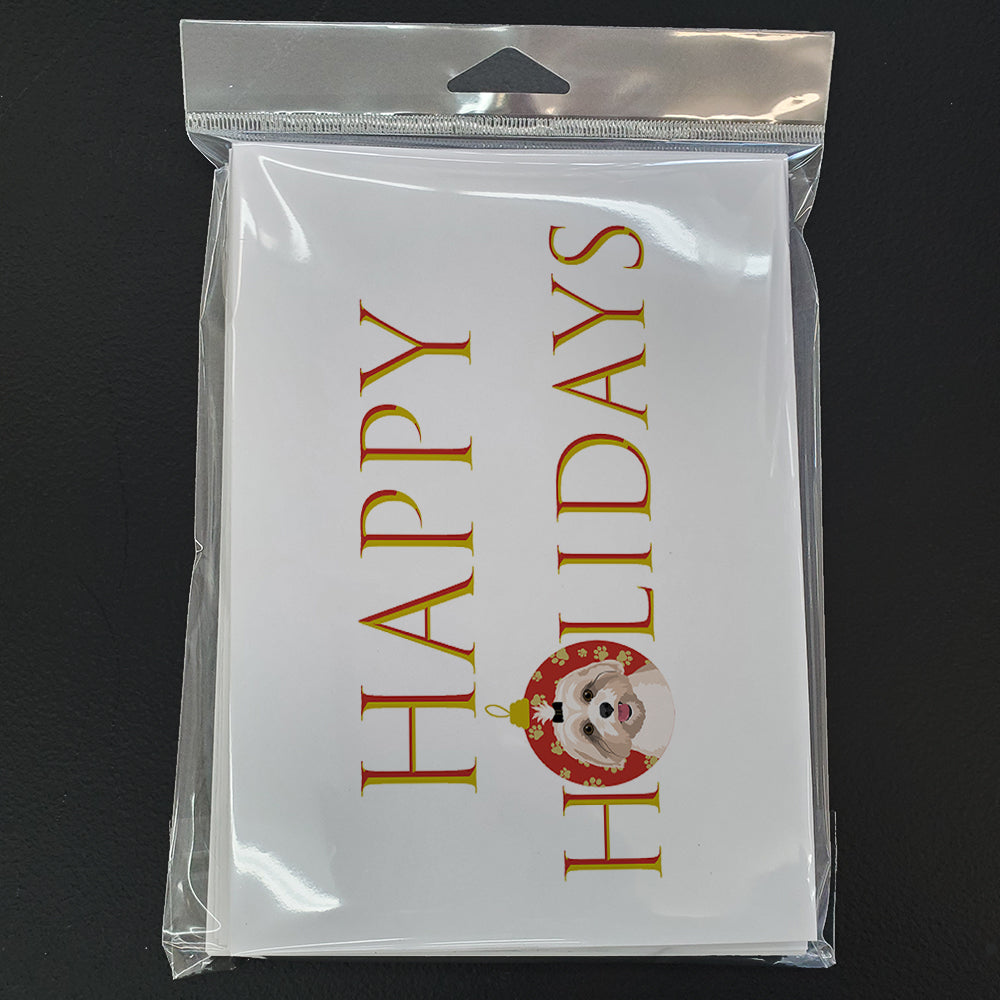 Shih-Tzu Gold #2 Happy Holidays Greeting Cards Pack of 8 Blank Cards with Envelopes Whimsical A7 Size 5x7