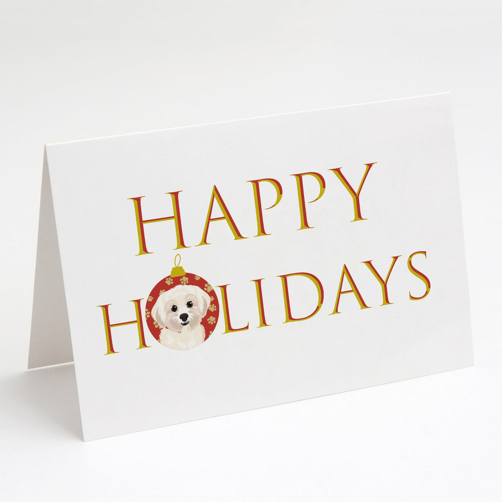 Shih-Tzu Gold #4 Happy Holidays Greeting Cards Pack of 8 Blank Cards with Envelopes Whimsical A7 Size 5x7