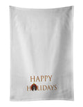 Shih-Tzu Silver and White Happy Holidays Kitchen Towel Set of 2 White Dish Towels Decorative Bathroom Hand towel for Hand, Face, Hair, Yoga, Tea, Dishcloth, 19 X 28", White