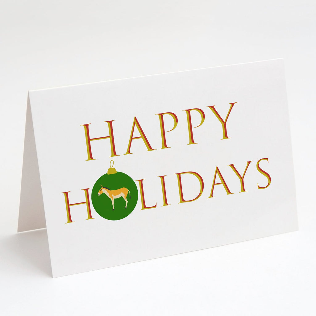 Donkeys & Mules - Turkmenian Kulan Donkey Happy Holidays Greeting Cards Pack of 8 Blank Cards with Envelopes Whimsical A7 Size 5x7