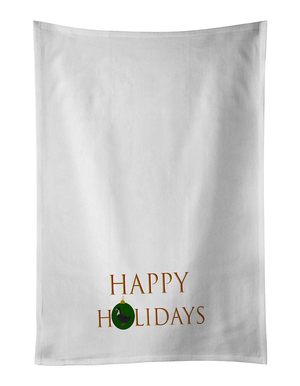 Ducks - Blue Swedish Duck Happy Holidays Kitchen Towel Set of 2 White Dish Towels Decorative Bathroom Hand towel for Hand, Face, Hair, Yoga, Tea, Dishcloth, 19 X 28", White