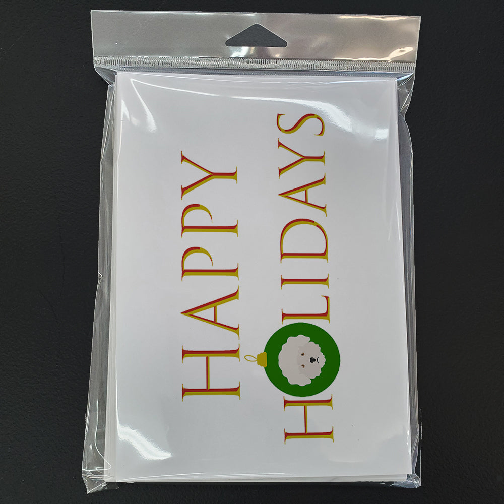 Bichon Frise - Dog Face Happy Holidays Christmas Greeting Cards Pack of 8 Blank Cards with Envelopes Whimsical A7 Size 5x7