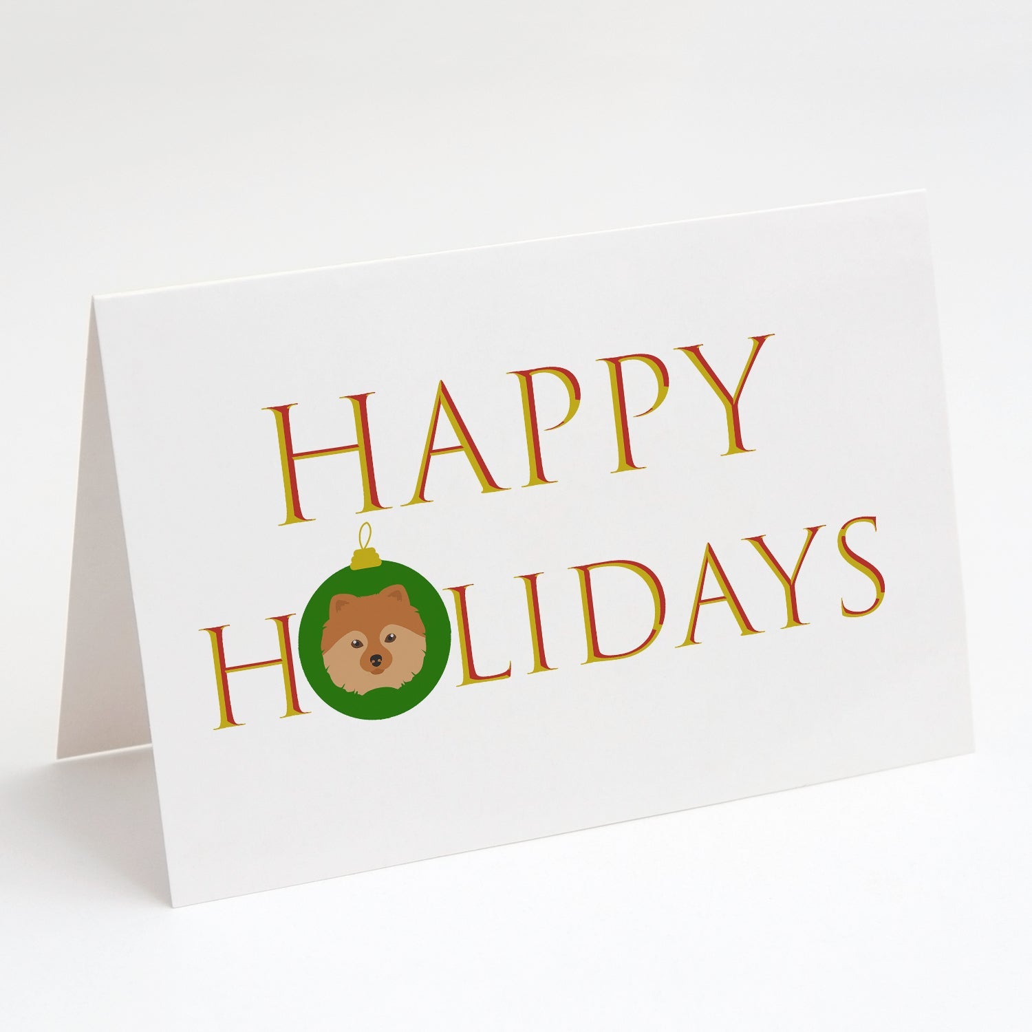German Spitz - Dog Face Happy Holidays Christmas Greeting Cards Pack of 8 Blank Cards with Envelopes Whimsical A7 Size 5x7