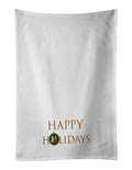Nordic Spitz - Dog Face Happy Holidays Christmas Kitchen Towel Set of 2 White Dish Towels Decorative Bathroom Hand towel for Hand, Face, Hair, Yoga, Tea, Dishcloth, 19 X 28", White