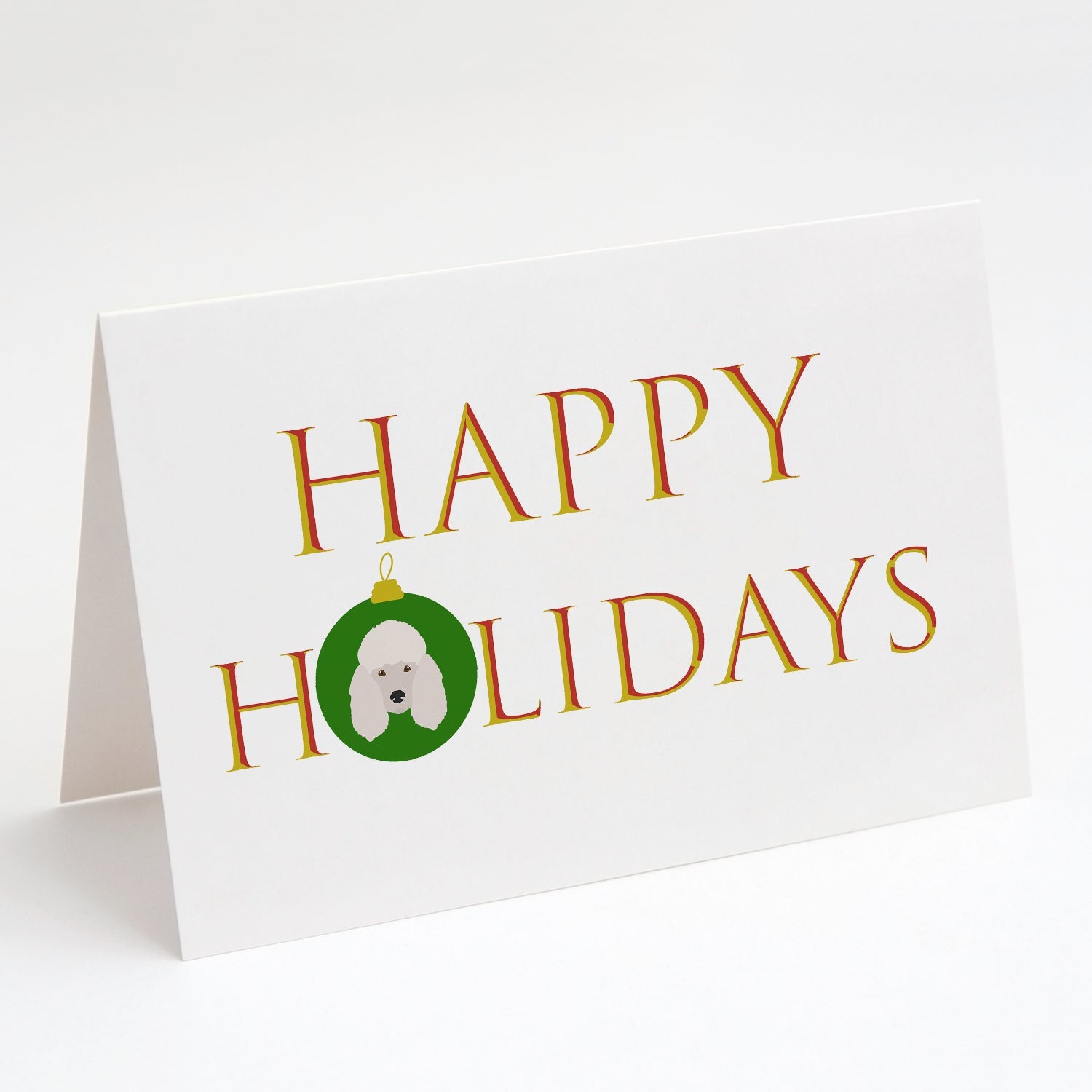 Poodle - Dog Face Happy Holidays Christmas Greeting Cards Pack of 8 Blank Cards with Envelopes Whimsical A7 Size 5x7
