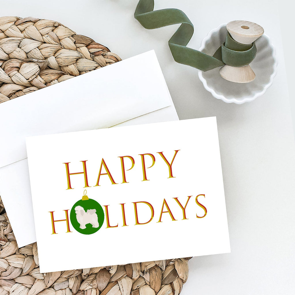 Bolognese Happy Holidays Greeting Cards Pack of 8 Blank Cards with Envelopes Whimsical A7 Size 5x7