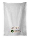 Kyi-Leo Happy Holidays Kitchen Towel Set of 2 White Dish Towels Decorative Bathroom Hand towel for Hand, Face, Hair, Yoga, Tea, Dishcloth, 19 X 28", White