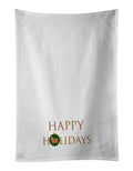 Lhasa Apso #1 Happy Holidays Kitchen Towel Set of 2 White Dish Towels Decorative Bathroom Hand towel for Hand, Face, Hair, Yoga, Tea, Dishcloth, 19 X 28", White