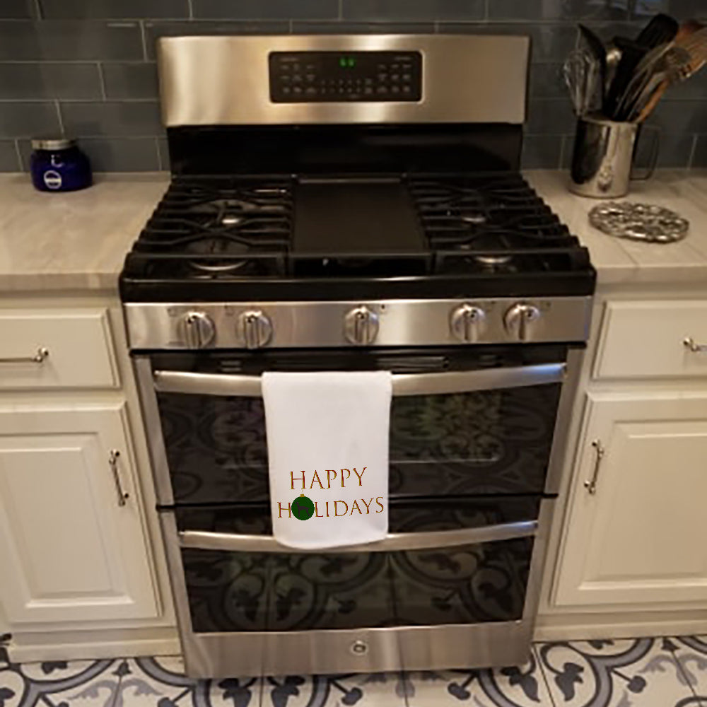 Mexican Hairless Dog #1 Happy Holidays Kitchen Towel Set of 2 White Dish Towels Decorative Bathroom Hand towel for Hand, Face, Hair, Yoga, Tea, Dishcloth, 19 X 28", White
