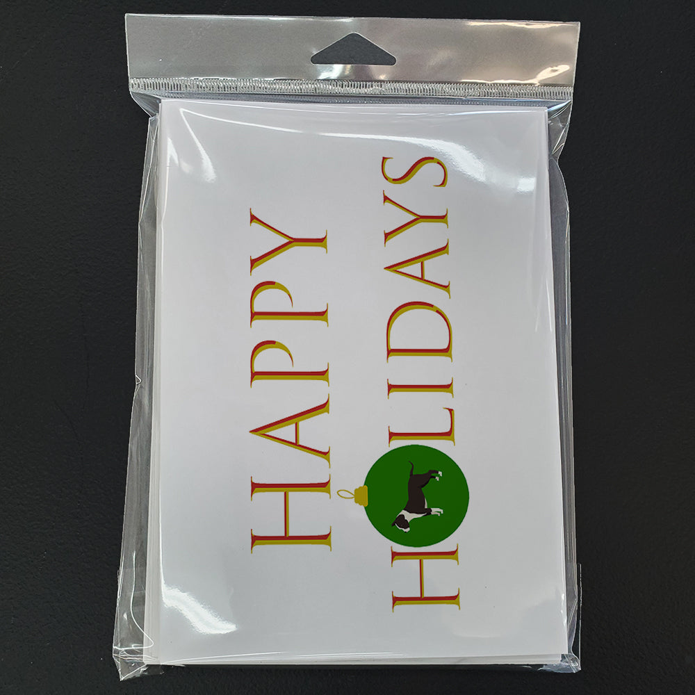 American Staffordshire Terrier Happy Holidays Greeting Cards Pack of 8 Blank Cards with Envelopes Whimsical A7 Size 5x7