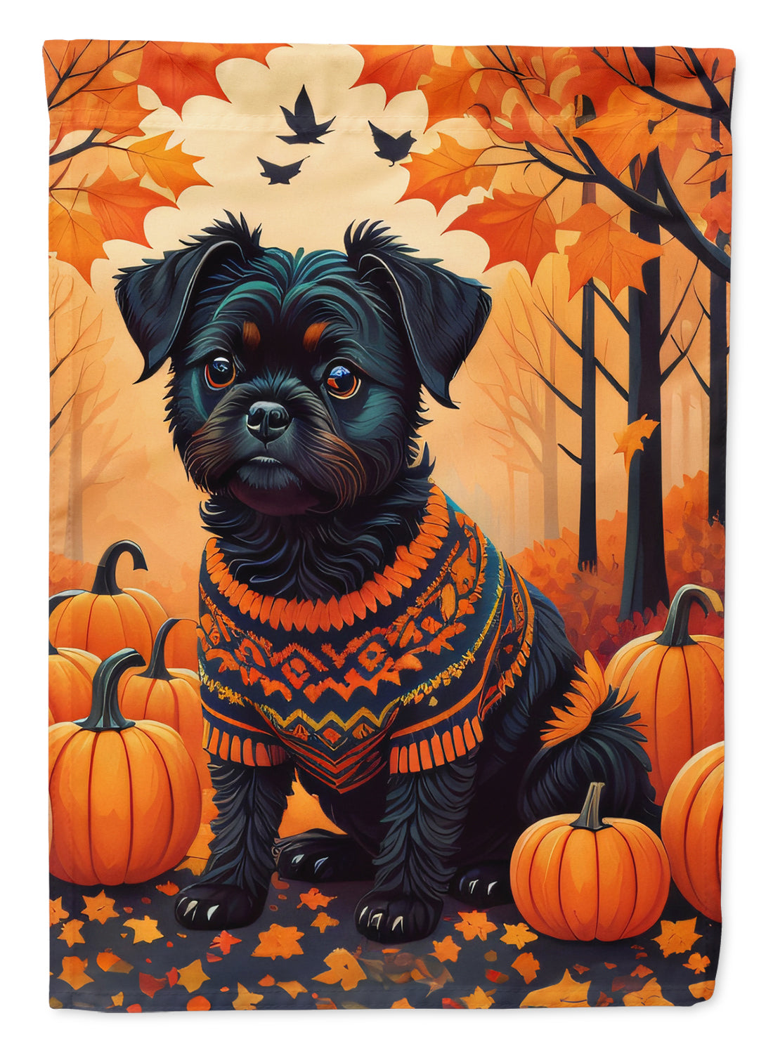 Affenpinscher Fall House Flag 28x40 Porch Sleeve Pole Decorative Outside Yard Banner Artwork Wall Hanging, Polyester