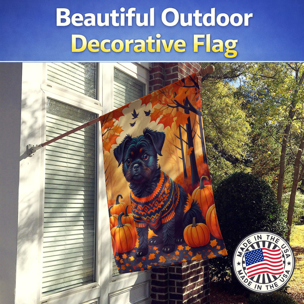 Affenpinscher Fall House Flag 28x40 Porch Sleeve Pole Decorative Outside Yard Banner Artwork Wall Hanging, Polyester