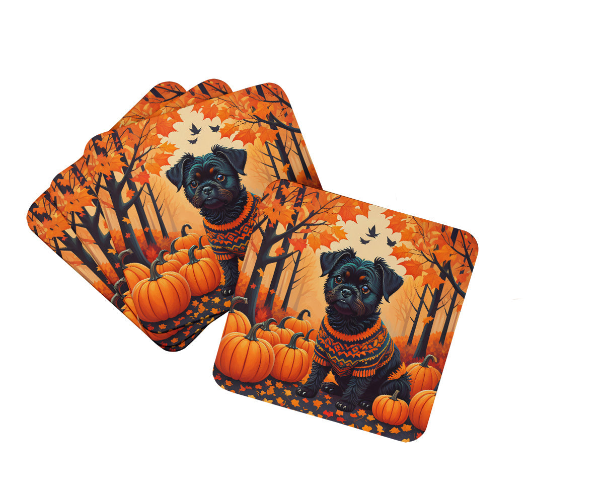 Affenpinscher Fall Foam Coasters Set of 4 Cup Coasters for Indoor Outdoor, Tabletop Protection, Anti Slip, Mouse pad Material